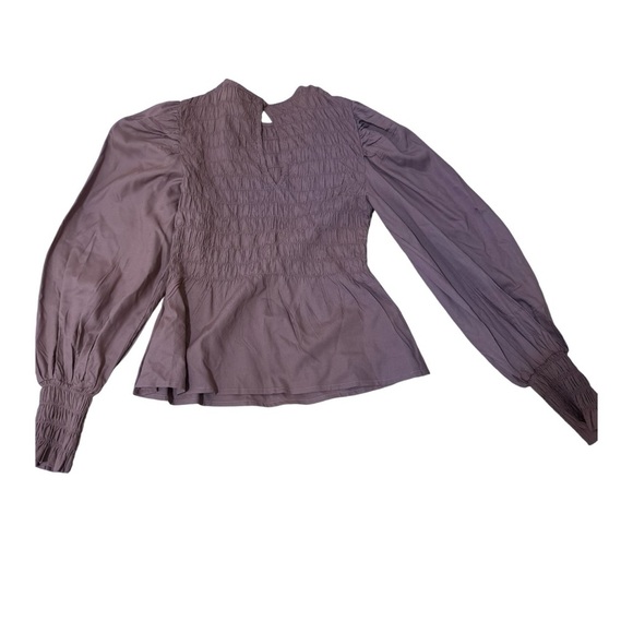 A New Day Brown Smocked Puff Sleeve Blouse - Picture 4 of 5